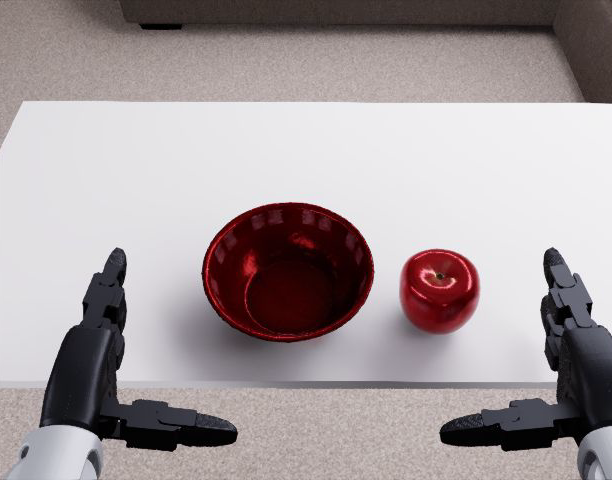 Pick-and-place, simulated egocentric view.